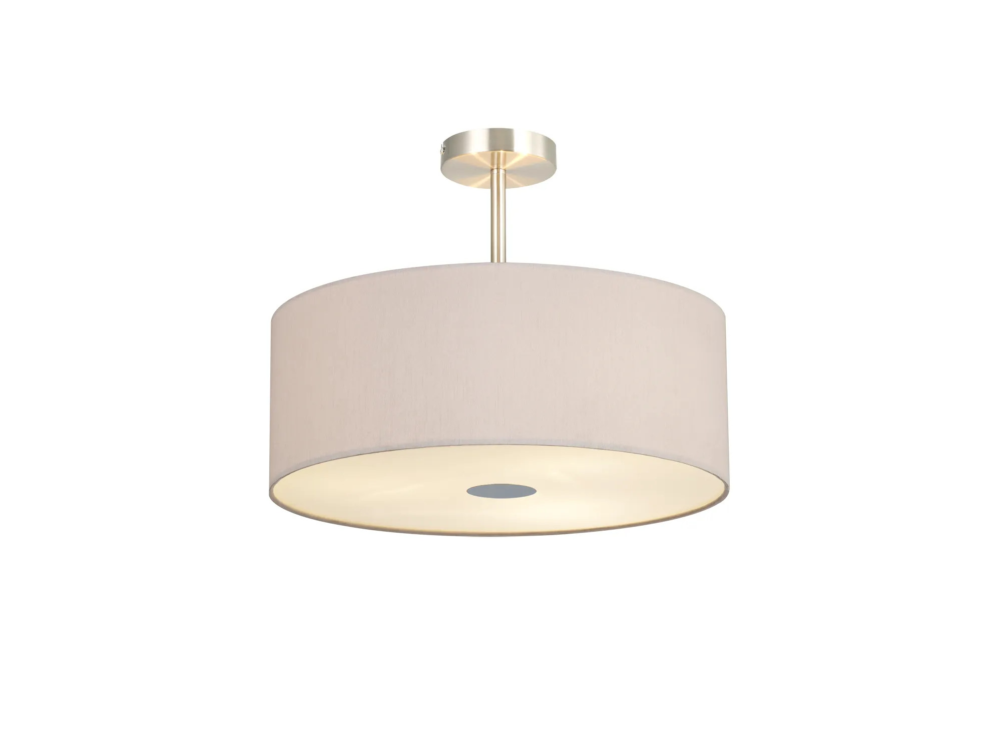Baymont 50cm Semi Flush 3 Light Satin Nickel, Nude Beige/Moonlight, Frosted Diffuser